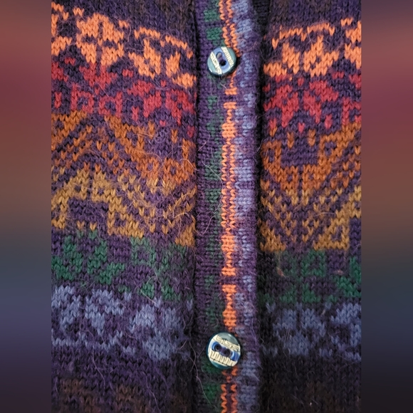 Alpaca Connection Art-Wear Snowflake Plush Peru Alpaca Cardigan Sweater Sz XL - Picture 3 of 4